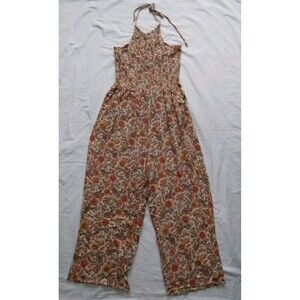 Patrons of Peace Jumpsuit Cropped Floral Paisley Boho Halterneck Smocked Large
